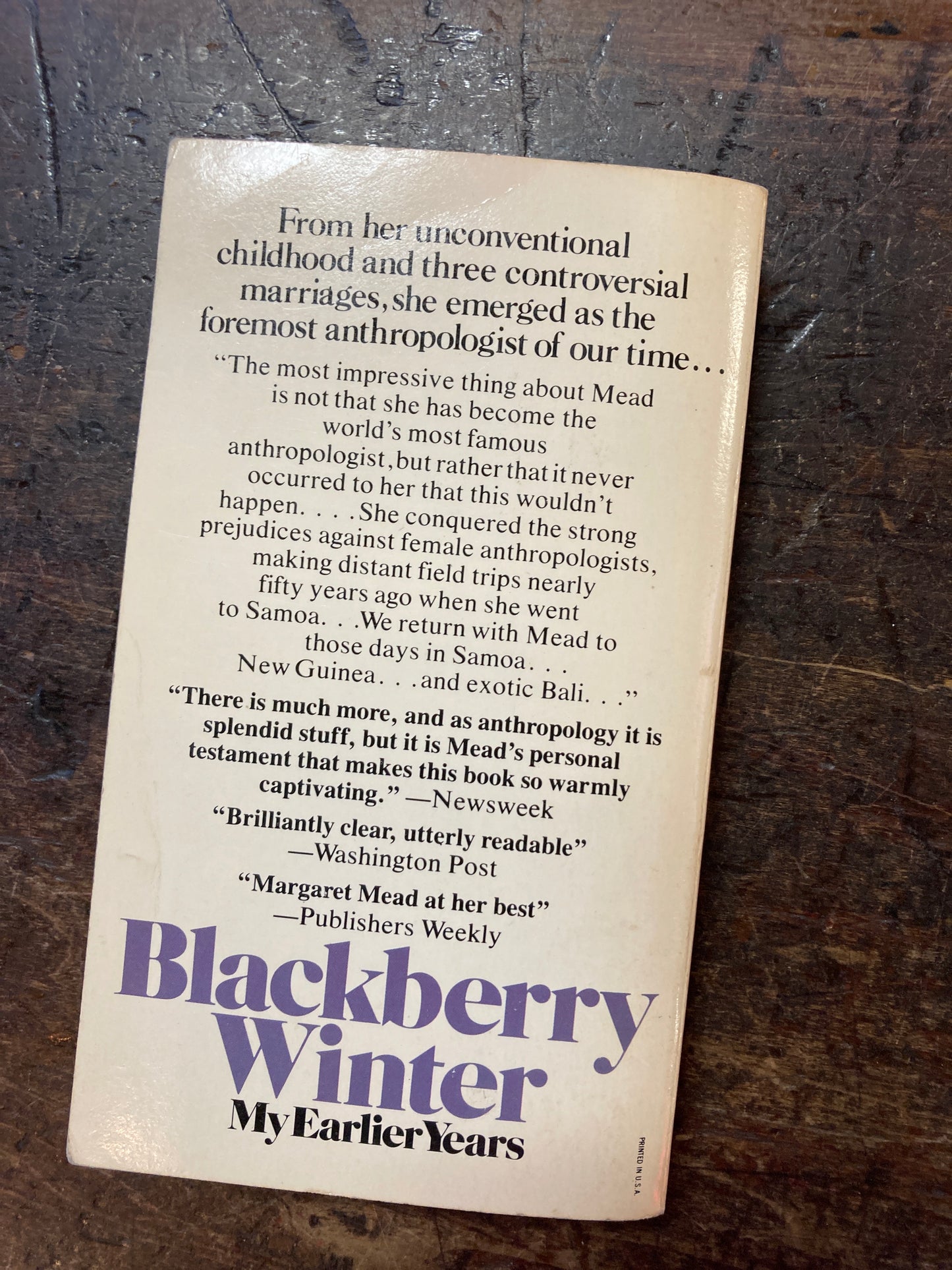 Blackberry Winter by Margaret Mead