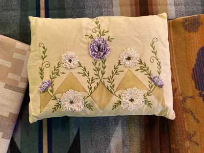 Handmade Embroidered Flower Pillow