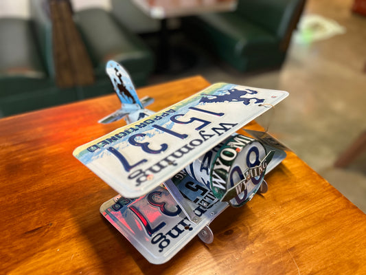 WY License Plate Bi-Plane  Large