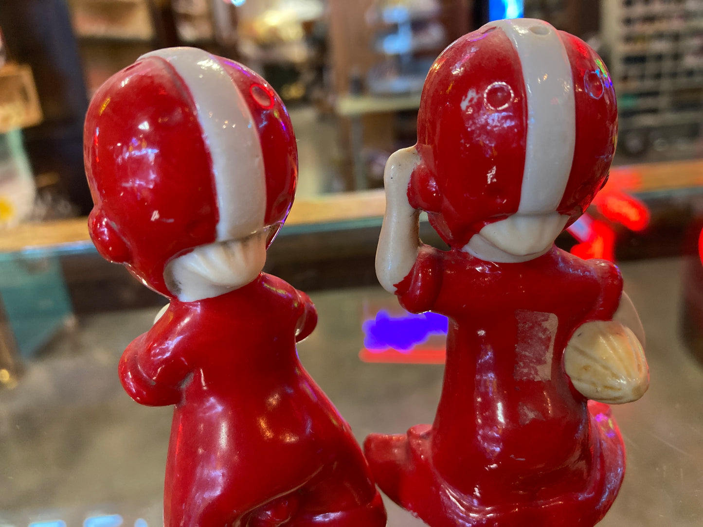 Pixie Elves with Footballs Salt & Pepper Shakers