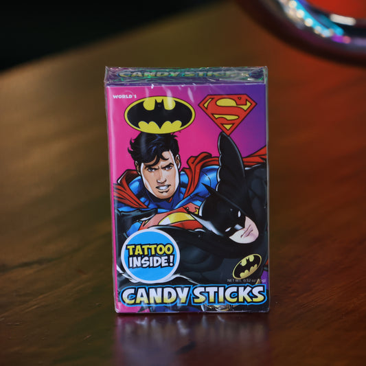 Batman and Superman Candy Sticks