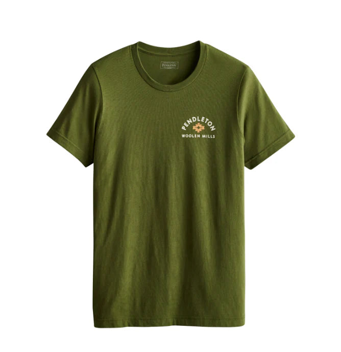 Pendleton Bison Graphic Tee in Military Green/Multi