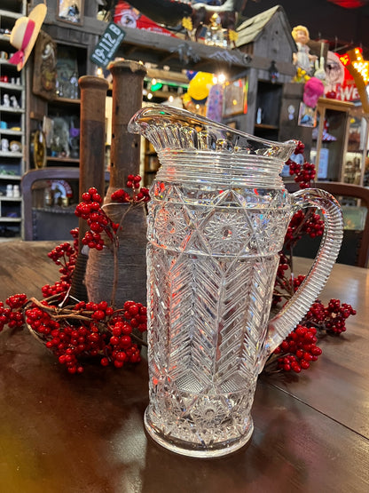 Vintage Floral Clear Glass Vase