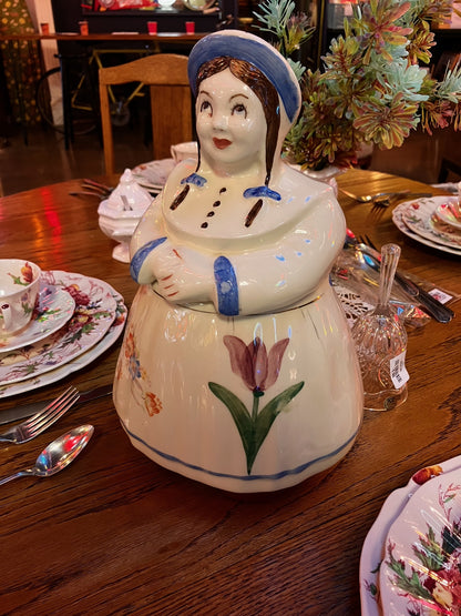 Vintage Shawnee Cookie Jar DUTCH GIRL Blonde Gold Trim 1940s