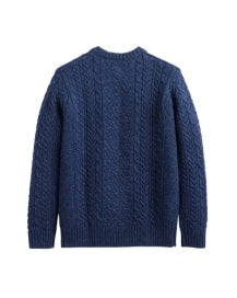 Pendleton Men's Wool Crew Neck Fisherman Sweater in Navy Donegal
