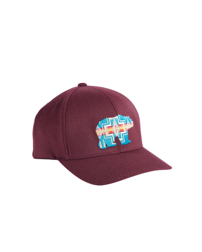 Pendleton Embroidered Hat in Maroon with a bear