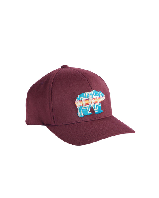 Pendleton Embroidered Hat in Maroon with a bear