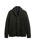 Pendleton Men's Wool Fisherman Cardigan in Dark Green Heather