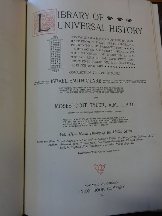 1898 Book: Library of Universal History, Vol. 12 United States Navy