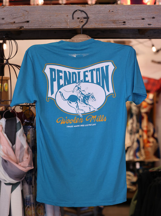 Pendleton Short Sleeve Rodeo Rider Graphic Tee in Teal & Orange