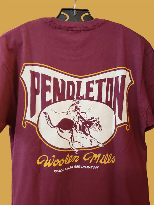 Pendleton Rodeo Rider Graphic Tee in Maroon and White