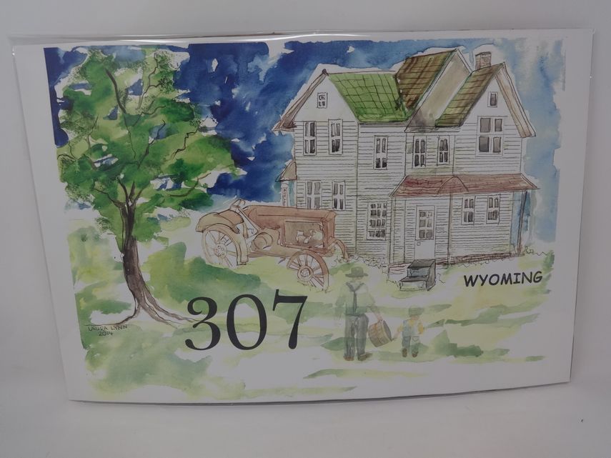 307 Old farm house with tractor watercolor print