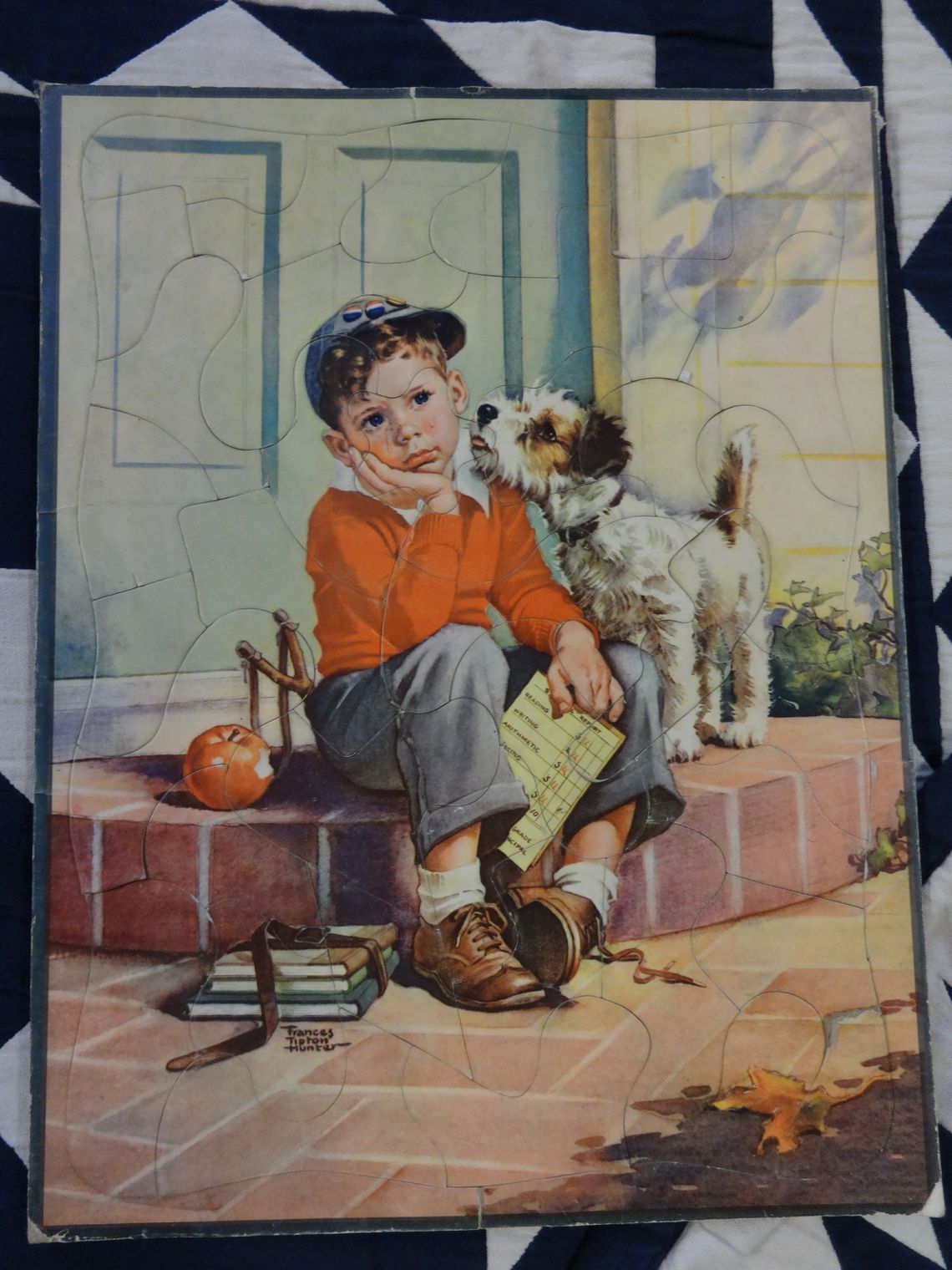 Boy with dog puzzle by Frances Tipton Hunter