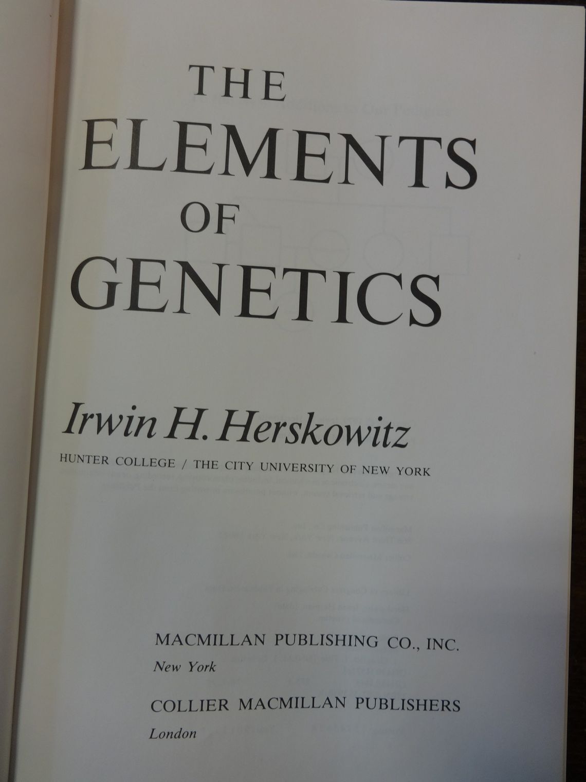 The Elements of Genetics, Irwin H. Herswkowitz