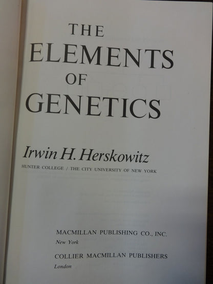 The Elements of Genetics, Irwin H. Herswkowitz