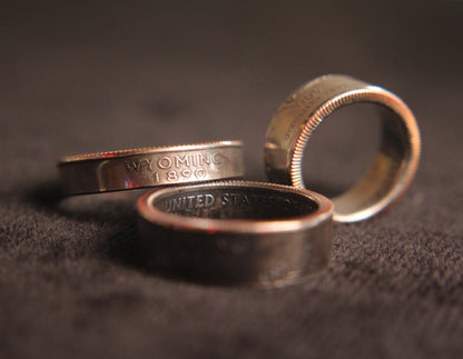 Wyoming Quarter Coin Ring   Handcrafted   Made in Wyoming