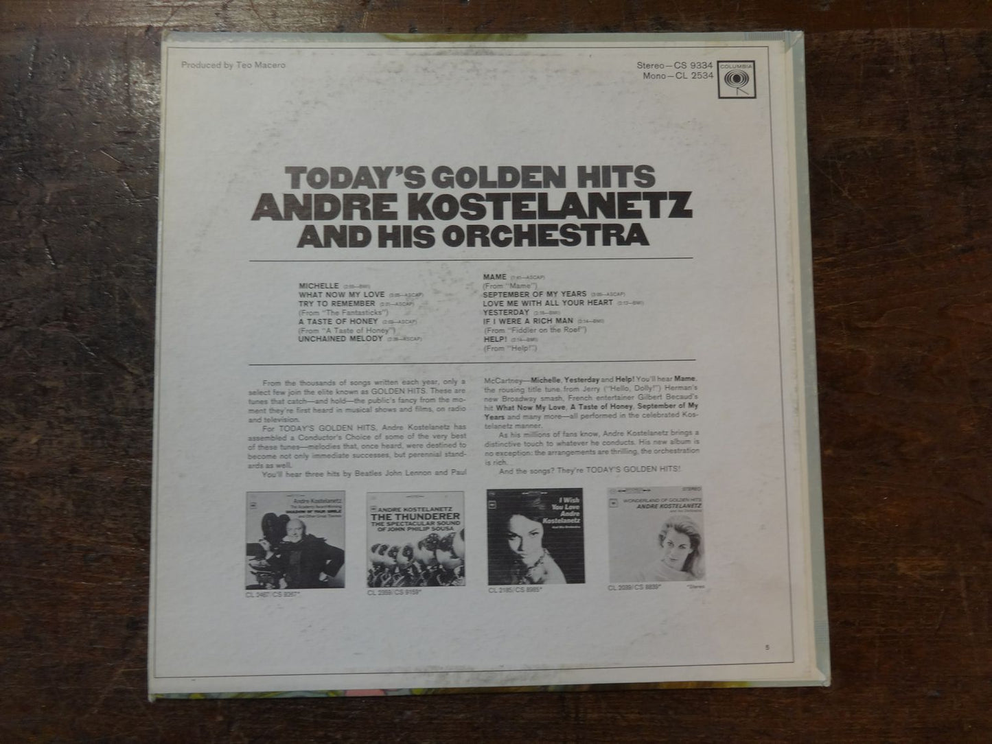 Andre Kostelanetz and His Orchestra, Today's Golden Hits