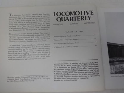 Locomotive Quarterly, Winter 1984 Volume VIII Number 2