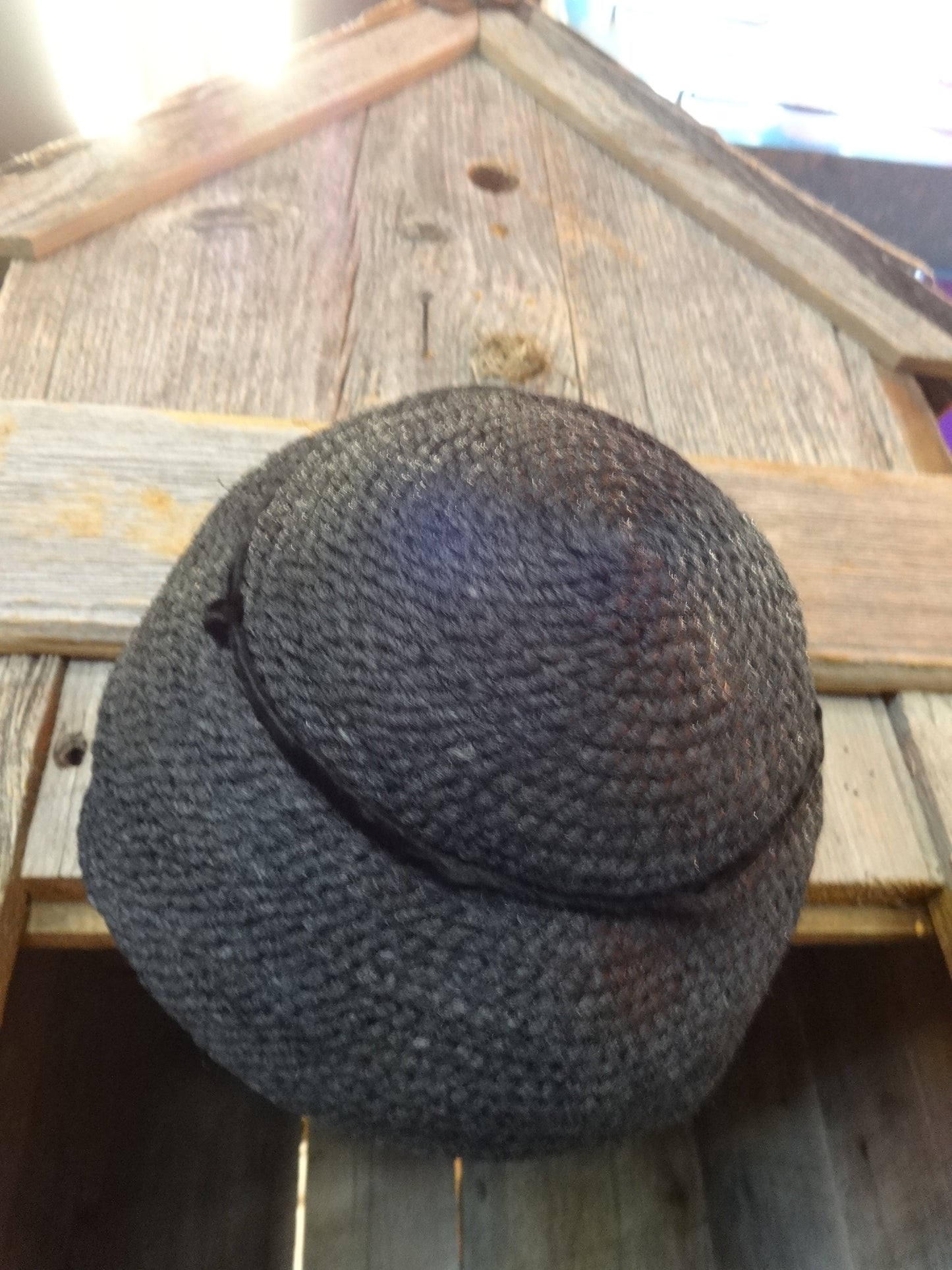 Black Straw Hat with Velvet Band