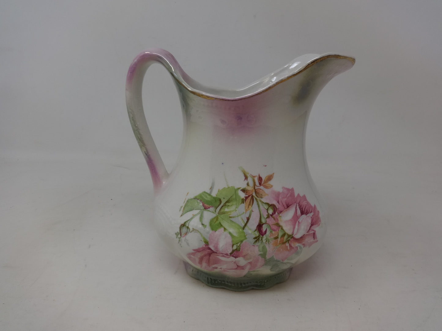 Vintage Pink Floral Water Pitcher