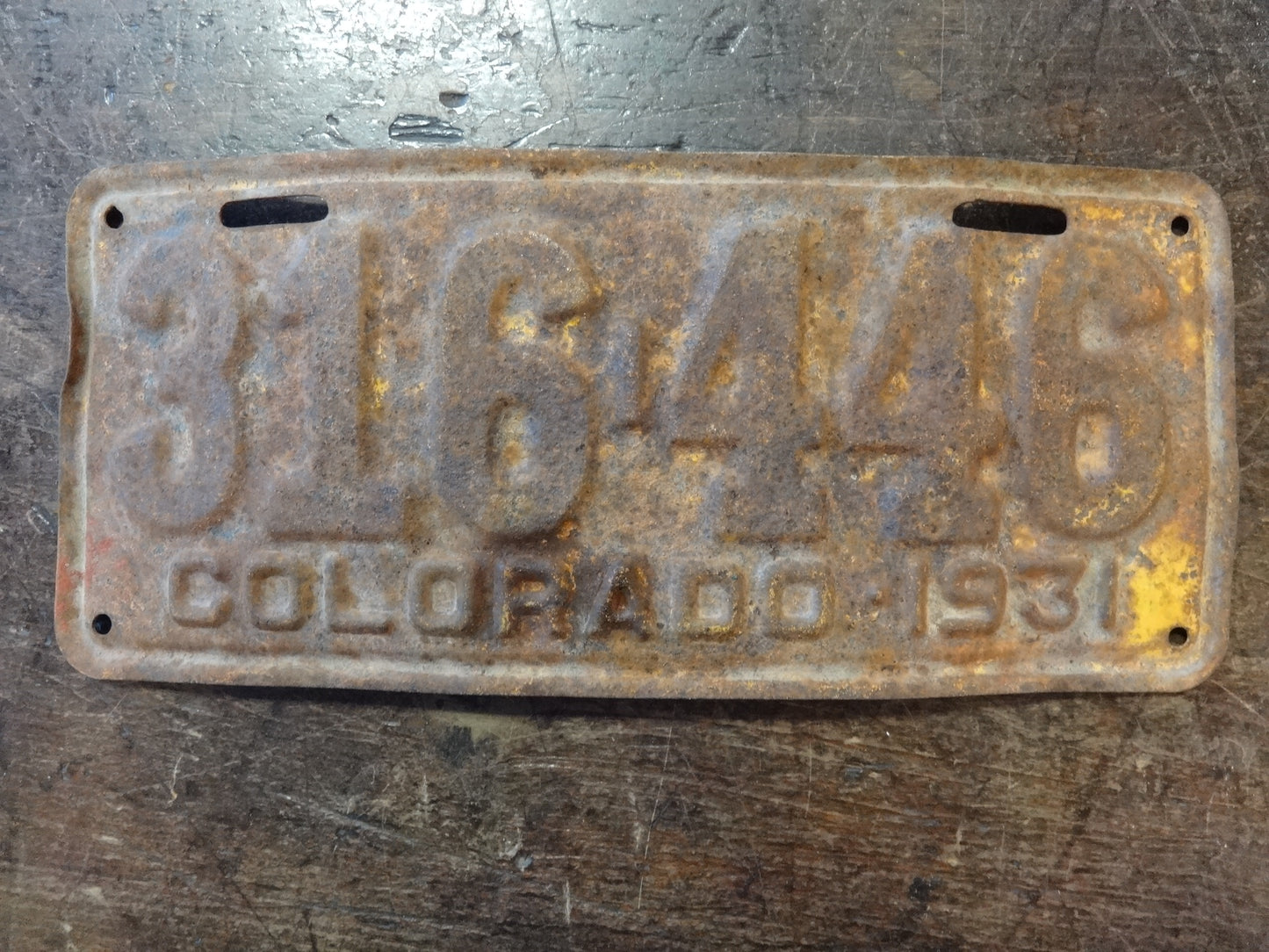 1931 Colorado License Plate 316 446