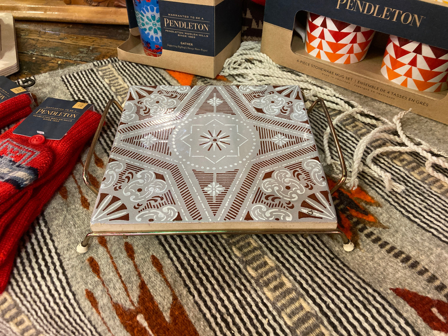 Mid-Century Porcelain tile Trivet