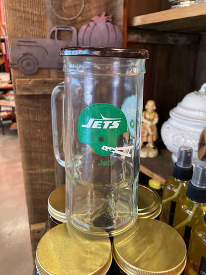 Jets Fisher Peanuts Football Beer Glass Mug with Lid