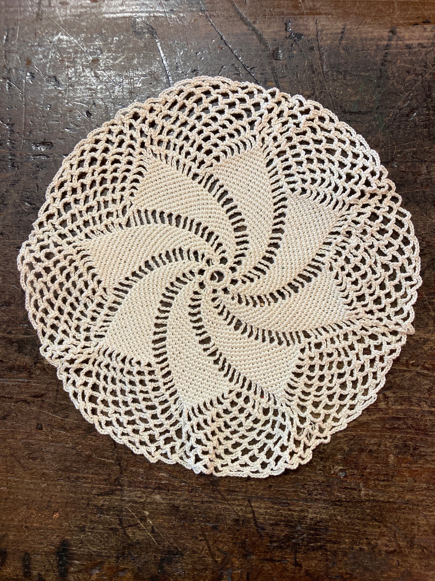 Vintage White Doily Spiral Design