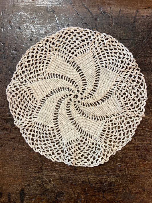 Vintage White Doily Spiral Design