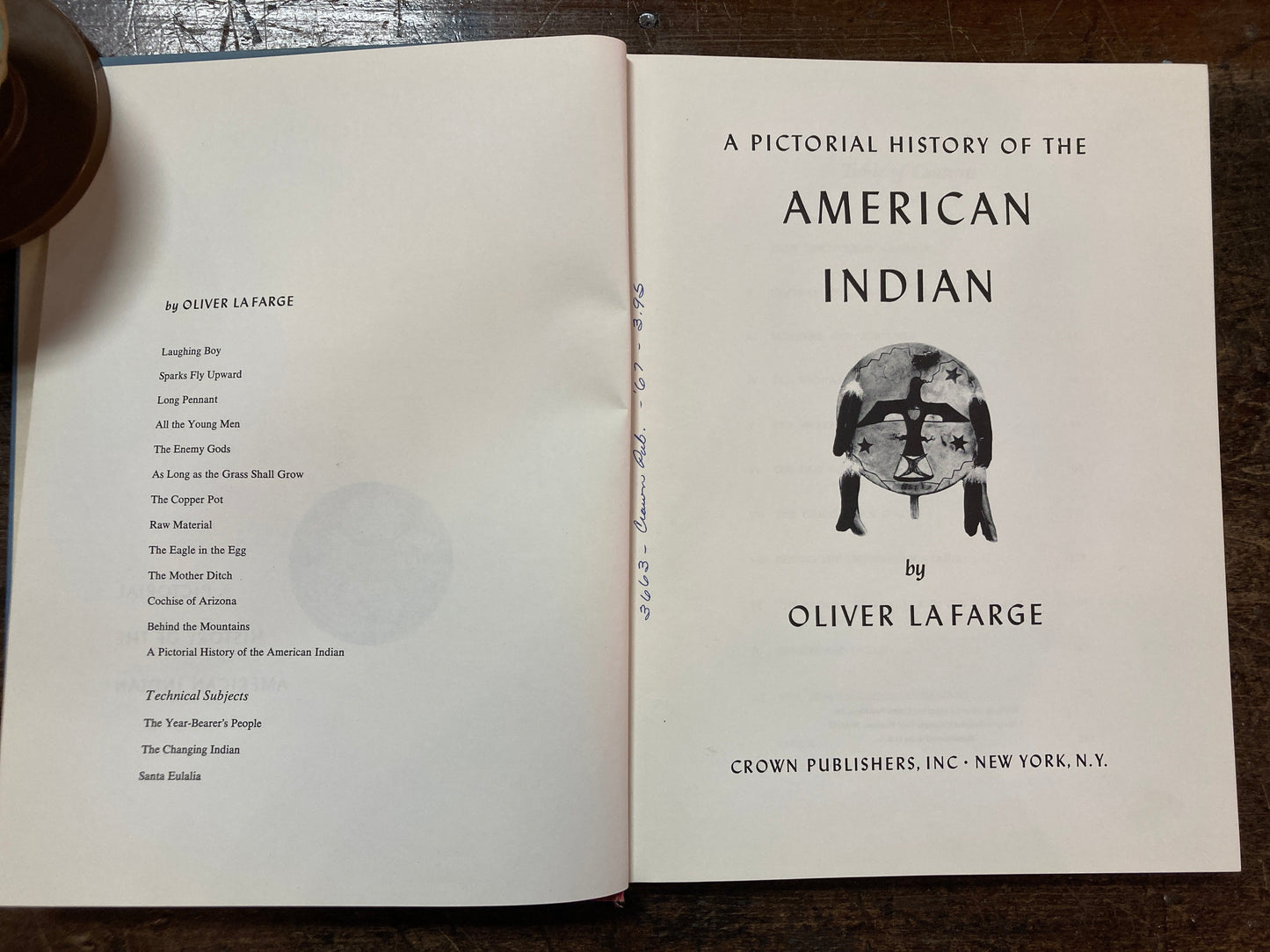 A Pictorial History of the American Indian By Oliver Lafarge