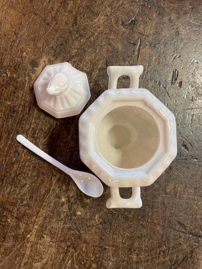 Vintage pedestal sugar bowl and spoon