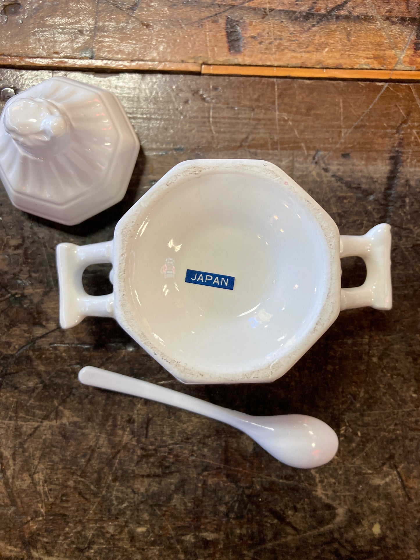 Vintage pedestal sugar bowl and spoon