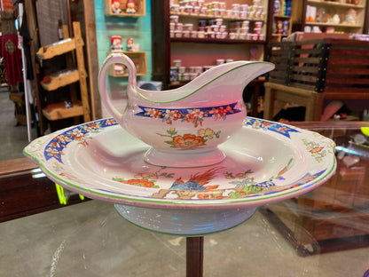 White floral Gravy Boat & Serving Bowl set