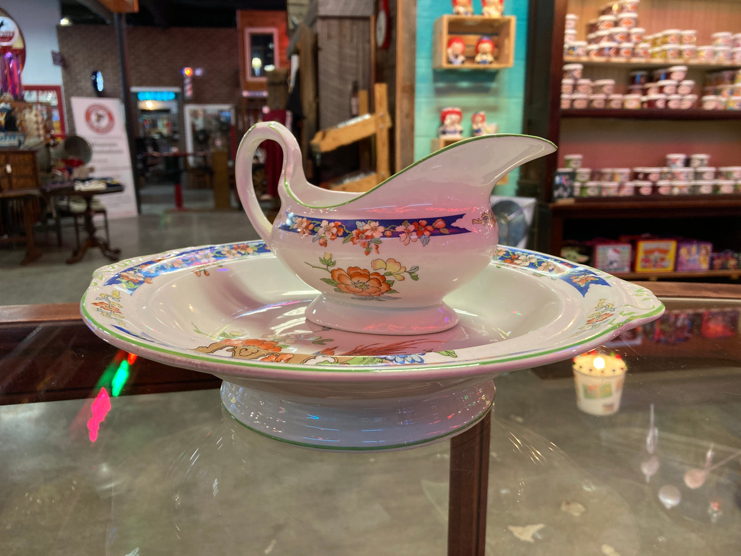 White floral Gravy Boat & Serving Bowl set