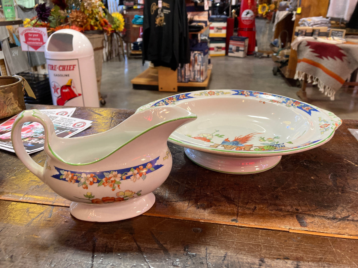 White floral Gravy Boat & Serving Bowl set