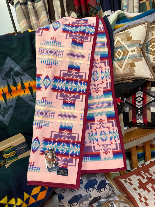 Pendleton Chief Joseph Jacquard Crib Blanket in Pink