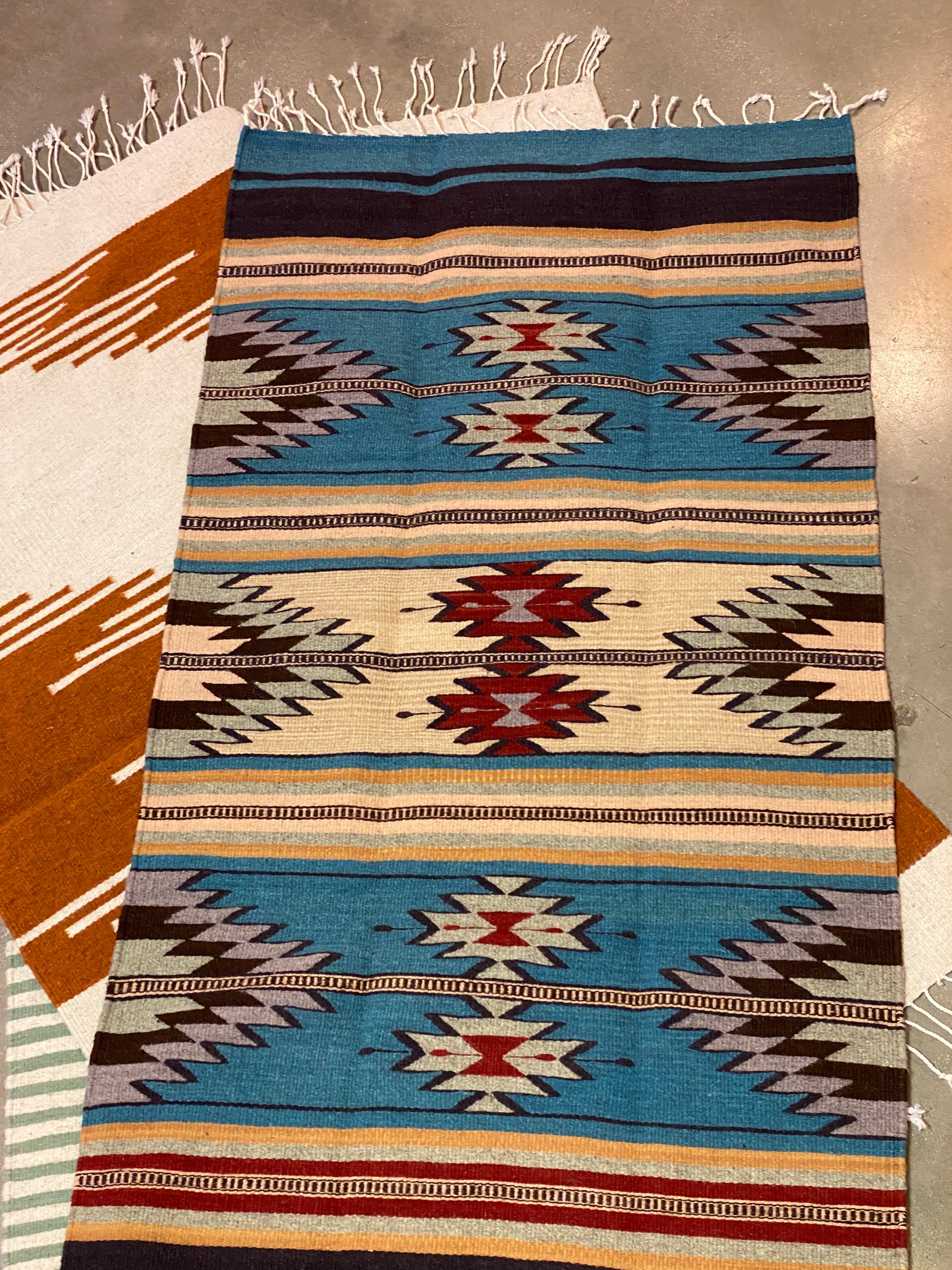 Multicolor Hand-Woven Wool Rugs-Zapotec- 30"x60"