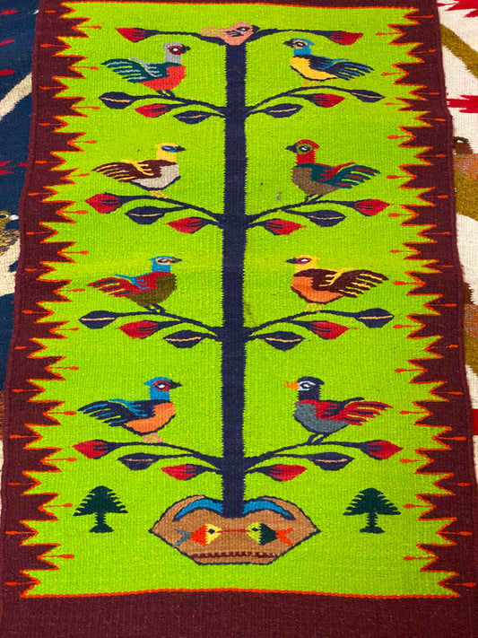 Multicolor Hand-Woven Wool Rugs-Zapotec- 22"x42"