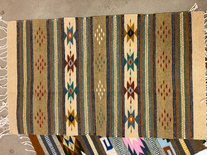 Multicolor Hand-Woven Wool Rugs-Zapotec- 22"x42"