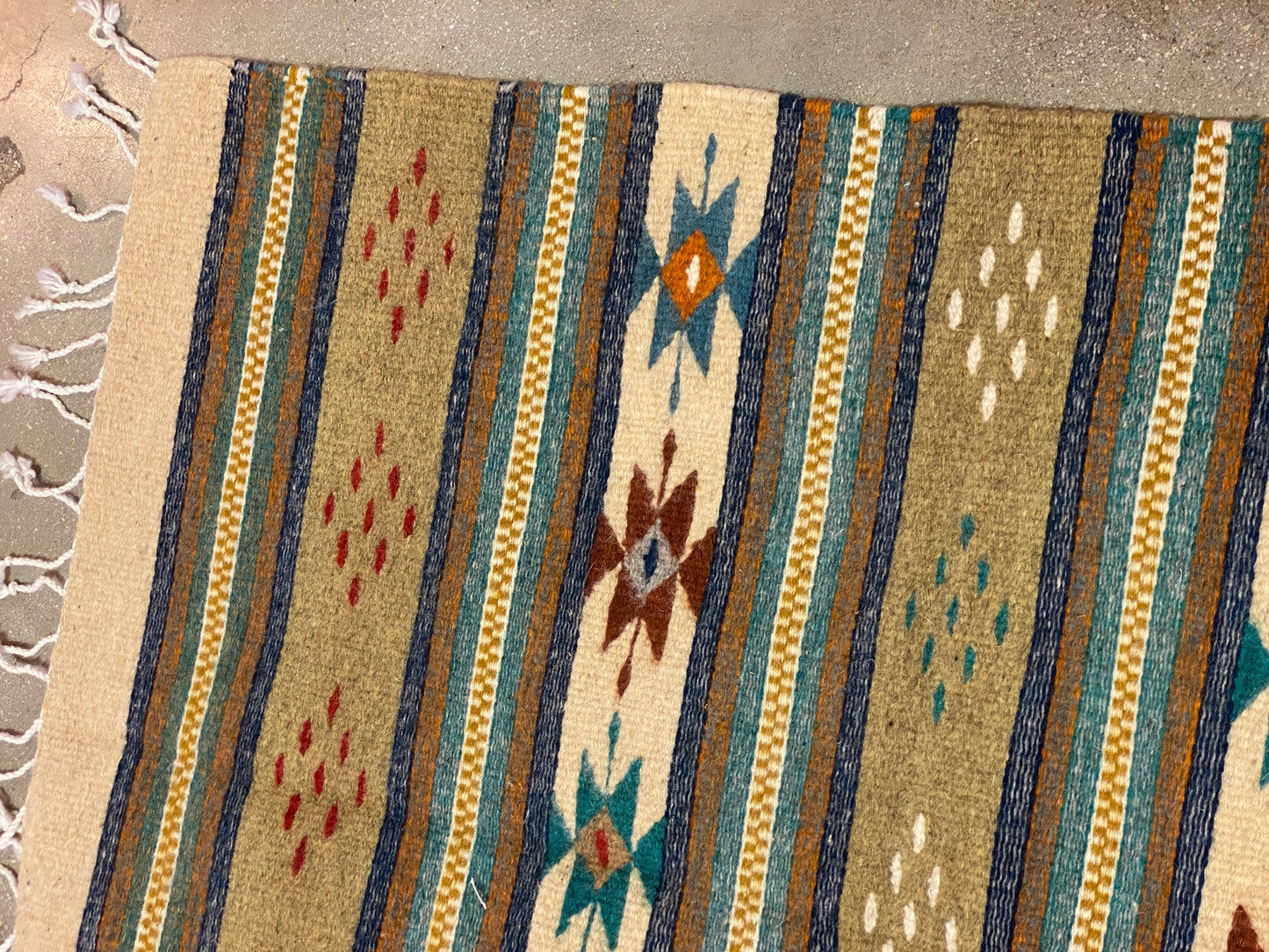 Multicolor Hand-Woven Wool Rugs-Zapotec- 22"x42"