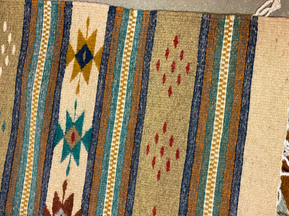 Multicolor Hand-Woven Wool Rugs-Zapotec- 22"x42"