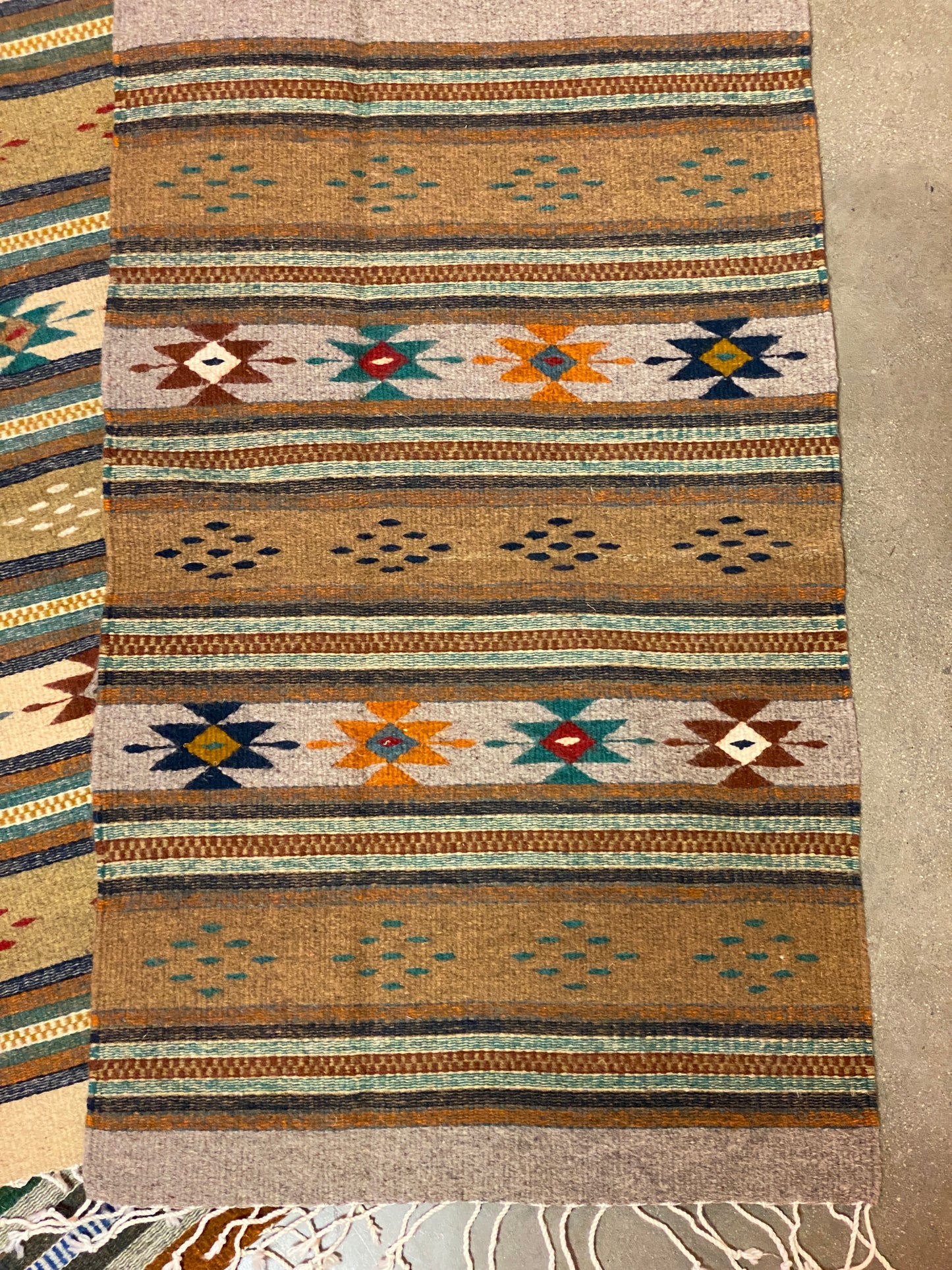 Multicolor Hand-Woven Wool Rugs-Zapotec- 22"x42"