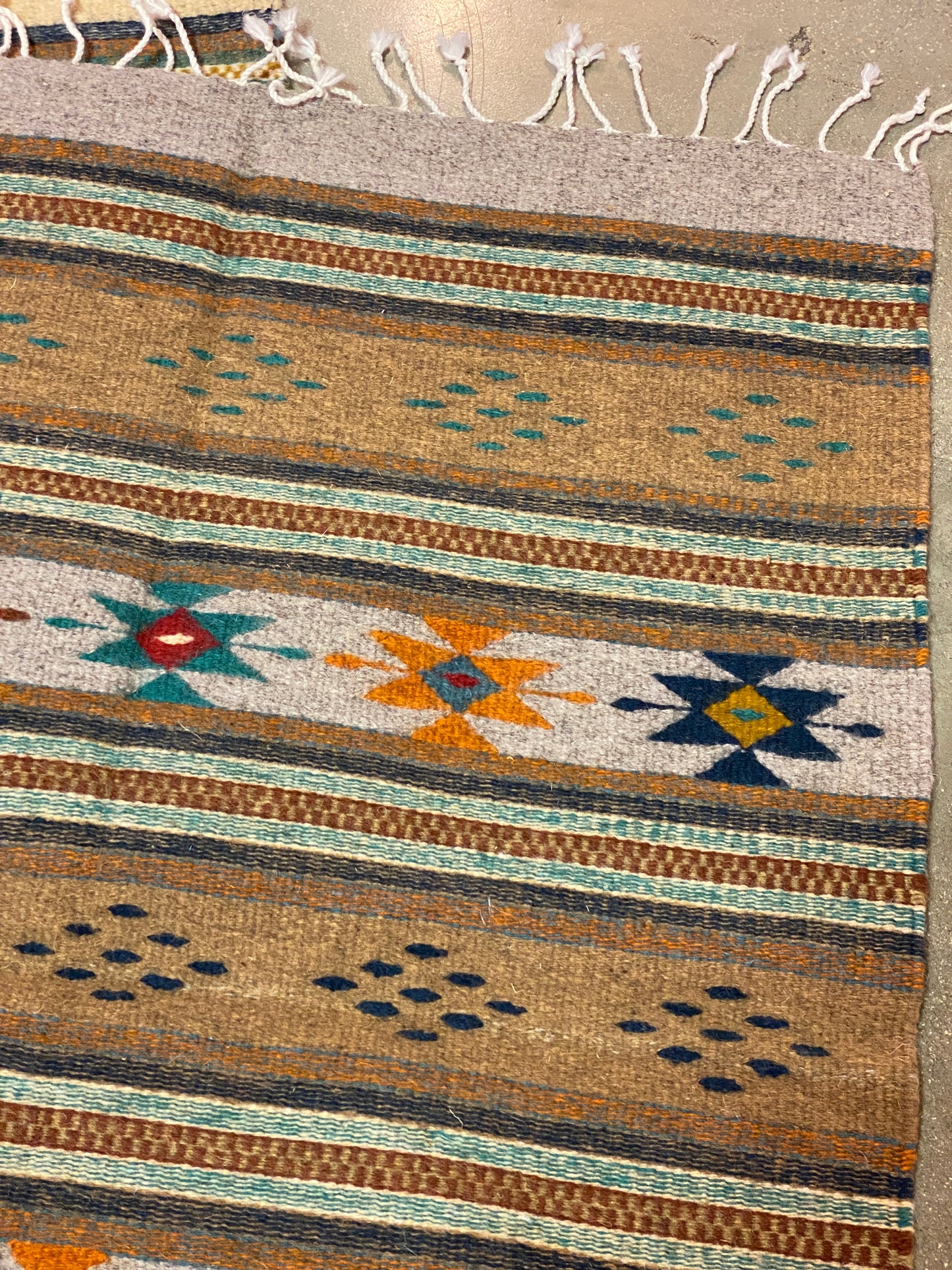 Multicolor Hand-Woven Wool Rugs-Zapotec- 22"x42"