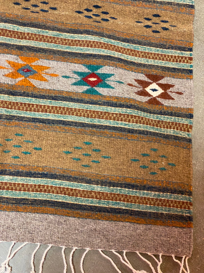 Multicolor Hand-Woven Wool Rugs-Zapotec- 22"x42"