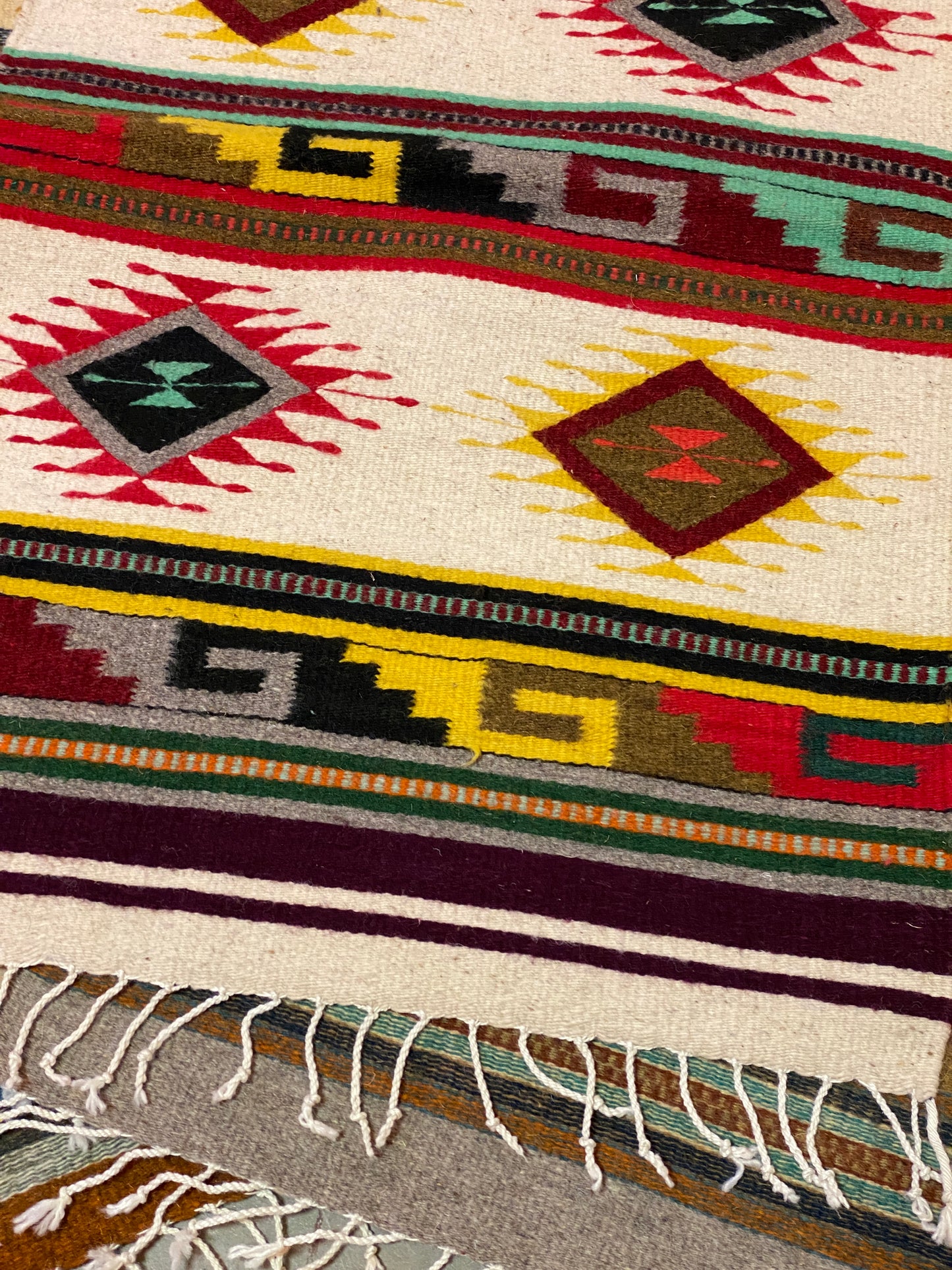 Multicolor Hand-Woven Wool Rugs-Zapotec- 22"x42"