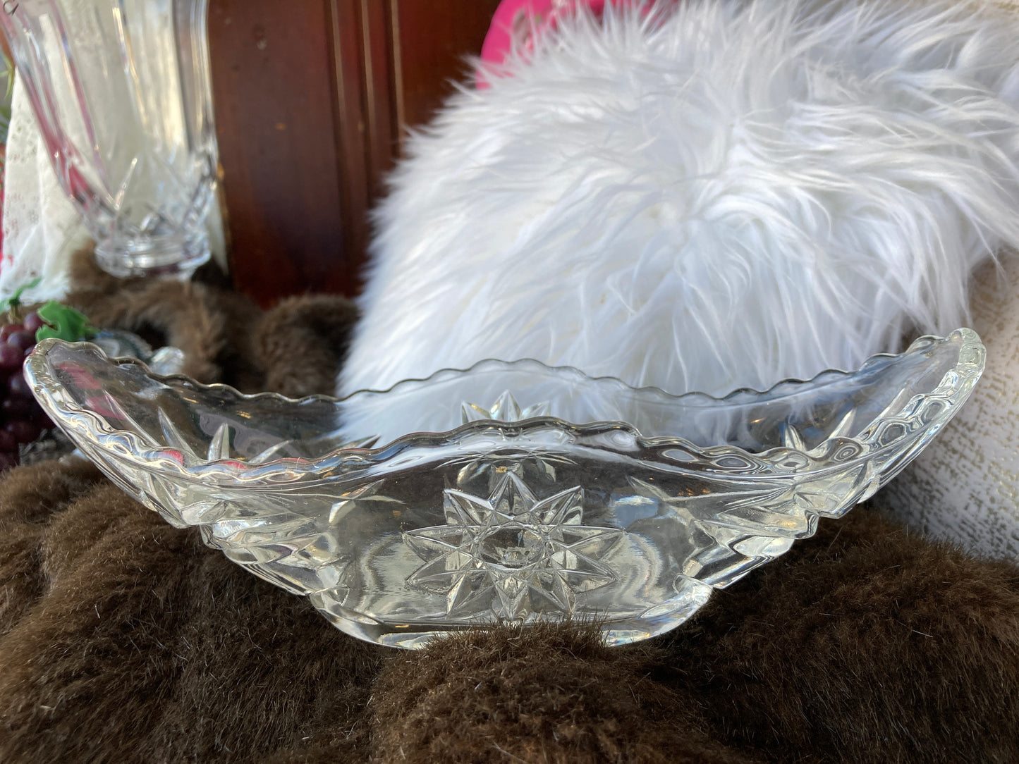 Cut Glass Gondola Boat Dish