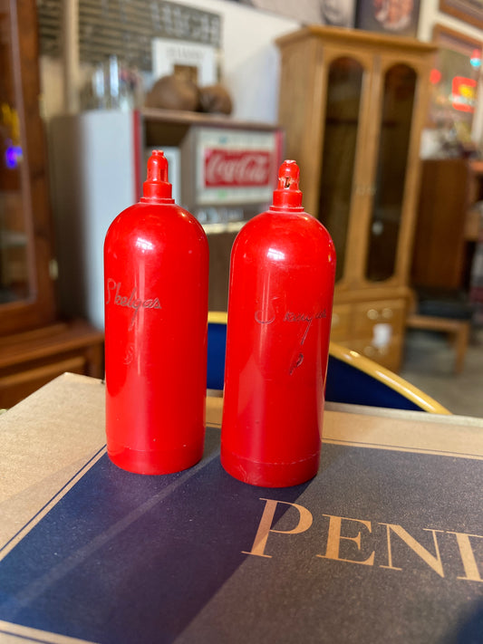 Vintage Skelgas Red Propane Tank Salt & Pepper Shaker Set