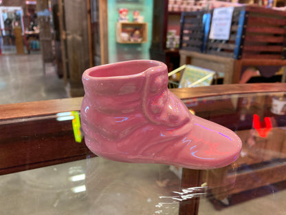 Vintage Solid Pink Baby Shoe Planter