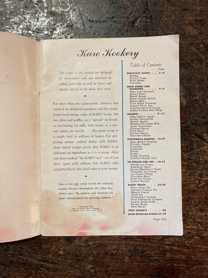 Karo Kookery Cookbook,