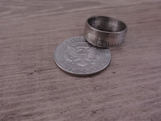 Silver half dollar ring